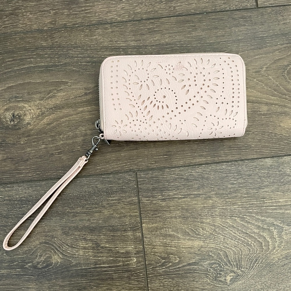 light pink wrist wallet